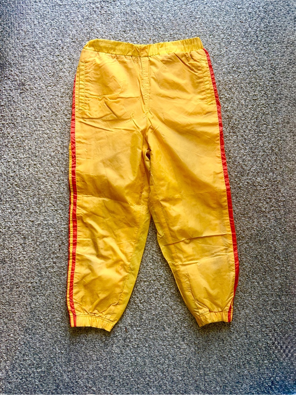adidas Yellow Track Pants with Red Side Stripes